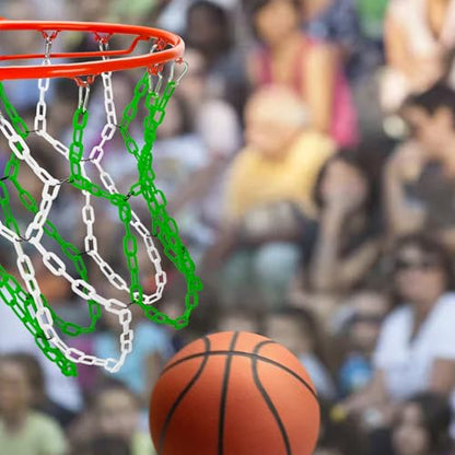 Basketball Net Replacement Heavy Duty,Resin Material, Anti-Rust Use Indoor Outdoor Standard 12-Ring Basketball Hoop - style: Green/White