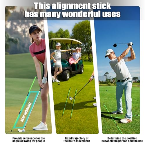Olaismln Collapsible Golf Alignment Sticks 2Pack, 48" Alignment Sticks for Golf Training,Golf Training Equipment for Aiming, Putting and Swing with Clear Tube Case