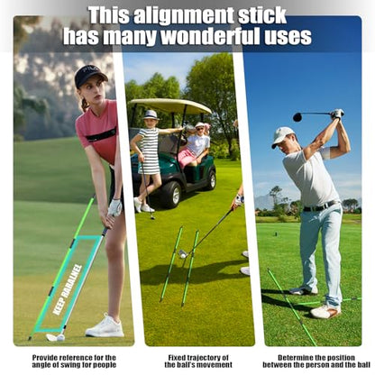 Olaismln Collapsible Golf Alignment Sticks 2Pack, 48" Alignment Sticks for Golf Training,Golf Training Equipment for Aiming, Putting and Swing with Clear Tube Case