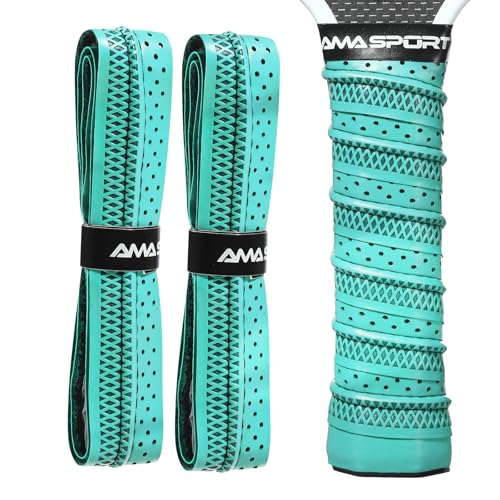 AMA SPORT Pickleball Paddle Grip Tape 2 Pack Pickleball Overgrip Replacement Grip Wrap for Pickleball Rackets Anti-Slip Grip Ridge Easy Installation and Long-Lasting Performance - color: Cyan