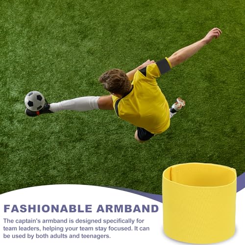 Soccer Captain Armband, Elastic Wrist Arm Bands Adjustable Player Team Leader Anti-Slip Badge Sports Accessories-Fit - color: Light Yellow