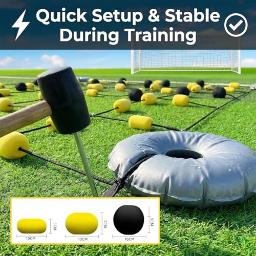Soccer Training Equipment Goalkeeper Trainer, Goalie Training Equipment with Square Ball Deflector, Reaction Training Aid for Reflex Agility and Hand Eye Coordination Drills - size: Standard