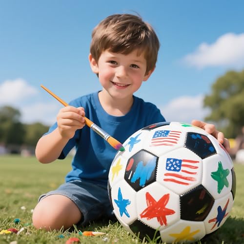Soccer Ball Size 3 4 5 Training Practice Ball for Boy Girl Kid Classic Soccerball with 32 Leather Panels Machine Sewing Come with Pump