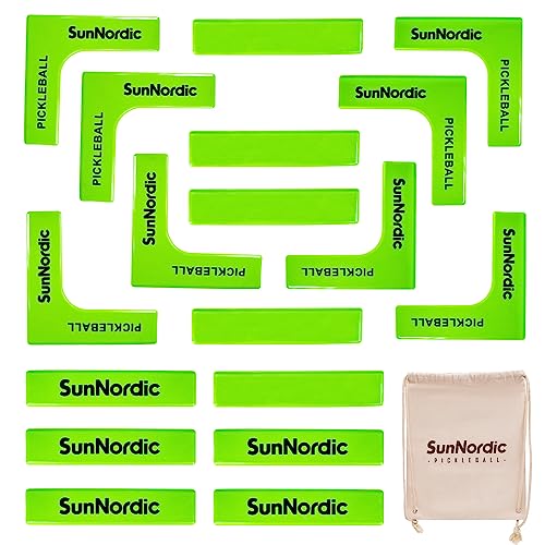 SunNordic Pickleball Court Marker Kit - Official Size Lines Set with Drawstring Bag, Create Your Own Court for Driveway, Backyard, Park & Lawn - color: Light green