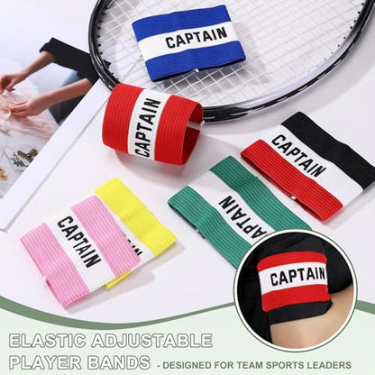 Captain Armband Soccer Captain Arm Bands Elastic Adjustable Leader Armbands Team Sport Rugby Player Band - color: Yellow/White, size: 4.1x3.4 Inch