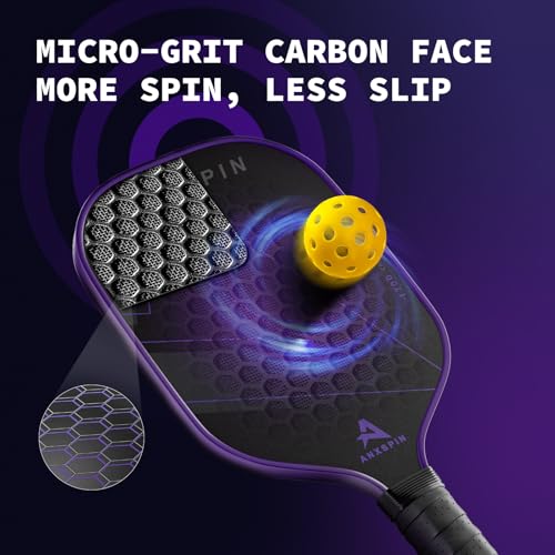 ANXSPIN Carbon Fiber Pickleball Paddles Set of 2,T700 Carbon Fiber Pickleball Paddle for Adults and Teenagers,Includes 4 Balls, 1 Bag, and 2 Grip