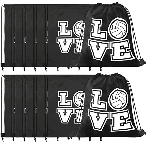 Shappy 12 Pcs 17 Inch Volleyball Style Drawstring Bag Sports Ball Backpack Drawstring Sack Cinch Bags for Team Gift Party Favors - style: Volleyball Style