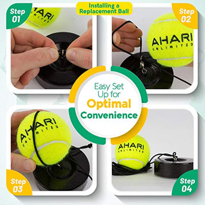 Premium 3 Replacement Tennis Rebound Balls, String & Wristband - Portable Self Practice Training Exercise Sport Equipment, Trainer for Solo Training (3 Pack)