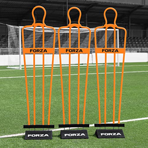FORZA 6ft Airflow Soccer Mannequin | Wind-Resistant Free Kick Training Dummy for Coaching Drills & Shooting Practice | Shatterproof PVC with Ground Spikes & Optional Base - Pack of 1 or 3 - color: Orange, size: Pack of 3, style: With Bases