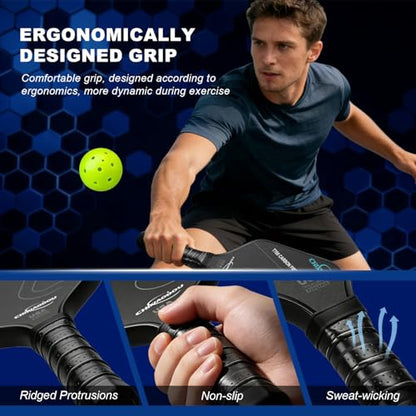 Pickleball Paddles, Multi-Layer T700 Textured Carbon Fiber Pickleball Paddle, 2-Types of Thickenesses, USAPA Approved Carbon Fiber Surface Pickle Ball Paddle, Strong Power, Stability and Spin Surface - size: 13MM