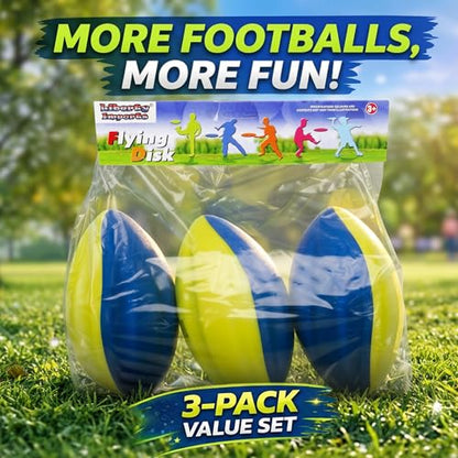 Liberty Imports 8.5" Foam Spiral Football PU Coated High Density Soft Balls, Set of 3, for Kids Sports Training Practice Indoor Outdoor Play