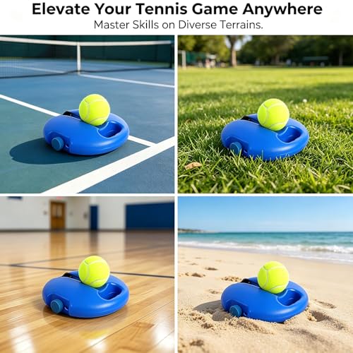 Solo Tennis Trainer Rebound Ball with Weighted Base, Portable Tennis Practice Rebounder, Anti-Tangle Elastic String for Backyard Park Indoor, Solo Training for All Levels