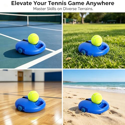 Solo Tennis Trainer Rebound Ball with Weighted Base, Portable Tennis Practice Rebounder, Anti-Tangle Elastic String for Backyard Park Indoor, Solo Training for All Levels