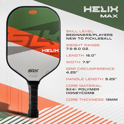 Selkirk Sport SLK Helix Pro Pickleball Paddle | Thermoformed Carbon Fiber Pickleball Paddles with Carbon Fiber & Fiberglass Hybrid Face | Unmatched Control - color: Legend Olive