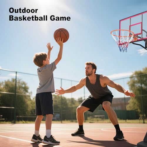 44 Inch Portable Basketball Hoop Outdoor, 8ft-10ft Height Adjustable Basketball Goal System with Shatterproof PVC Backboard & Dunkable Spring Rim, 165lbs Stable Base with Wheels for Driveway