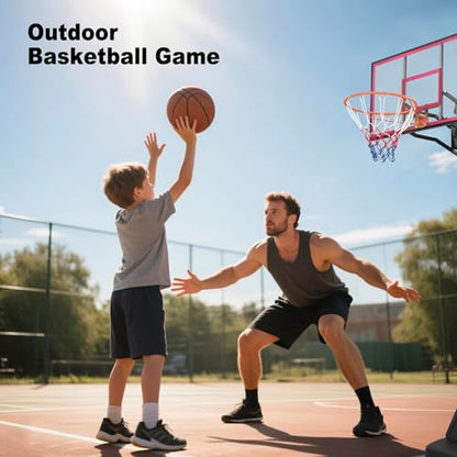 44 Inch Portable Basketball Hoop Outdoor, 8ft-10ft Height Adjustable Basketball Goal System with Shatterproof PVC Backboard & Dunkable Spring Rim, 165lbs Stable Base with Wheels for Driveway