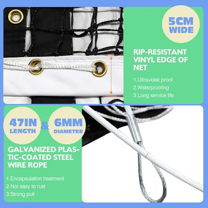 Tennis Net Professional Tennis Court Net 42FT Replacement Nets Heavy Duty Sport Nets with 2 Fiberglass Dowels, Compatible with Outdoor Indoor Standard Courts - size: Single-Layer Net