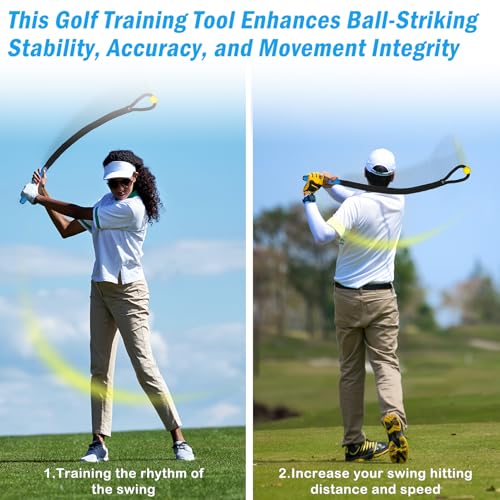 Weighted Premium Golf Rope Swing Trainer, Professional Golf Swing Rope, Warm-Up Training Tempo Aids with Ball and Grip to Improve Speed, Rhythm, Flex & Strength for All-Level Golfers - color: Black