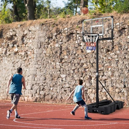 GYMAX Basketball Hoop, 7.54-10ft Adjustable Portable Basketball Goal with Extra Thick Fillable Base, Foldable, Shatterproof PC Backboard, Indoor & Outdoor for Driveway, Backyard, Court, Adults Teens