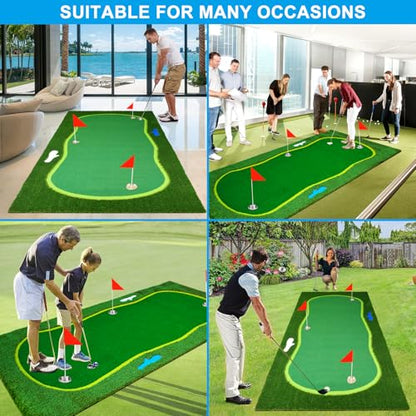 Golf Putting Green, Large Professional Golf Training Mat, Realistic Artificial Grass Turf,Golf Turf Mat with 3 Flags, Golf Game Kids, Putting Practice Green Mat for Indoor Outdoor - size: 5X10ft