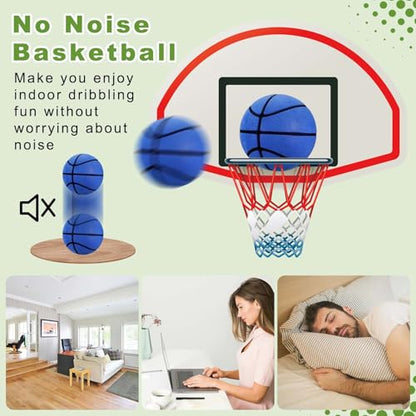 Silent Basketball, Quiet Basketball High Density Foam No Noise Sculpted Groove Bouncing Ball with Net Bag - color: Blue, size: 7.1 Inch