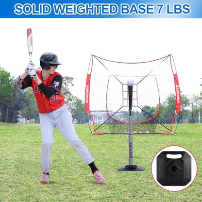BaseGoal Baseball & Softball Batting Tee,Portable Hitting Tee,with Heavy Duty Base,Rolled Flexible Rubber Top,Adjustable Height for Kids or Adults - color: Gray