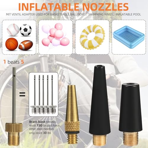 Bicycle Presta Schrader Valve Adaptor Tools, 25PCS Brass Bike Pump Adaptters,Ball Pump Needle, Balloon Inflatable Toys Nozzle Inflator Adapter, Air Pump Accessories for Standard Pump or Air Compressor
