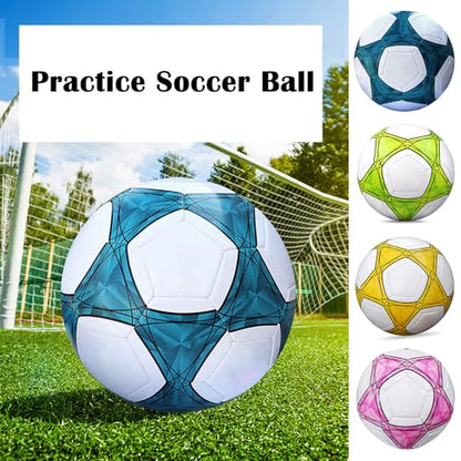 Soccer Ball Size 3,4,5 Soft PU for Practice Training Gift Boys Girls Kid Come with Pump and Needle - color: Blue, style: Size 5