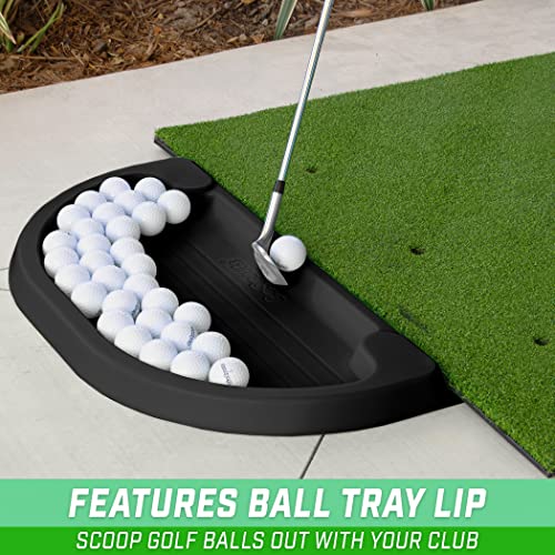 GoSports All-Weather Golf Ball Trays with 70 Ball Capacity - Black or Green - Compatible with All Hitting Mats - color: Black