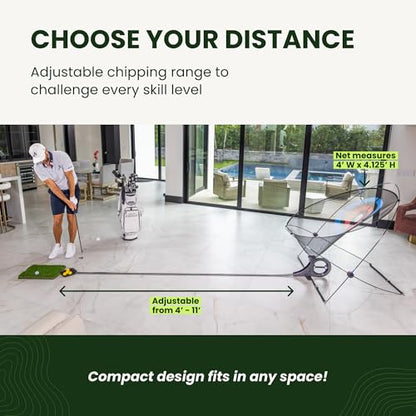 Perfect Practice Putting Mat – Indoor Putting Green for Home & Office – Golf Training Aid for Putting Practice – Premium Golf Putting Mat with Realistic Turf – Golf Gifts for Men - style: Chipping Net (11')