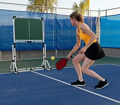 Portable Pickleball Rebounder | 3 Panel Angle Positions | Trainer for Practice Dinks & Drills | Adjustable Panel Angles - color: Red Frame and Blue Panel