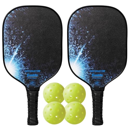 Franklin Pickleball 2 Player Carbon Fiber Paddle and X-40 Pickleball Set - (2) Carbon Fiber Paddles - (4) X-40 Balls - USA Pickleball Approved - style: Blue