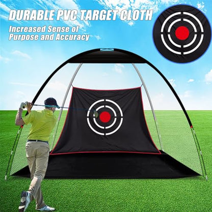 Golf Practice Net with Mat & Accessories: Portable Swing Trainer for Backyard Driving – Durable Target Cloth for Men & Golf Enthusiasts – 10X6X6.5FT Indoor Outdoor Use
