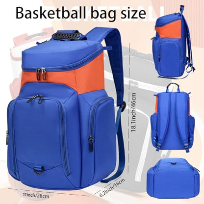 Custom Men's Basketball Backpack - color: Blue Orange