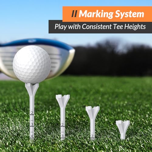 Plastic Golf Tees, 150 Pack (130 Driver Tees + 20 Iron/Hybrid Tees), Low Friction & Resistance, Top Golf Gifts for Men & Unique Golf Gifts for Golfers - color: White(3-1/4'', 130pcs) & White(1-1/2'', 20pcs), Plastic