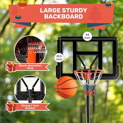 Basketball Hoop Outdoor 4.2-10FT Adjustable Height, 44 Inch Shatterproof PC Backboard Fillable Base with 2 Wheels, Portable Goal Court System Gift for Family, Indoor Pool Driveway Backyard - size: Basketball Hoop