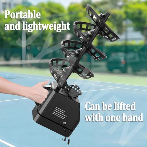 Remote Control Tennis Ball Machine, Portable Tennis Ball Tosser with Triangular Base, 33 Ball, for Self-Play Ball Launcher Beginners, Kids, Coaches, Home-Court