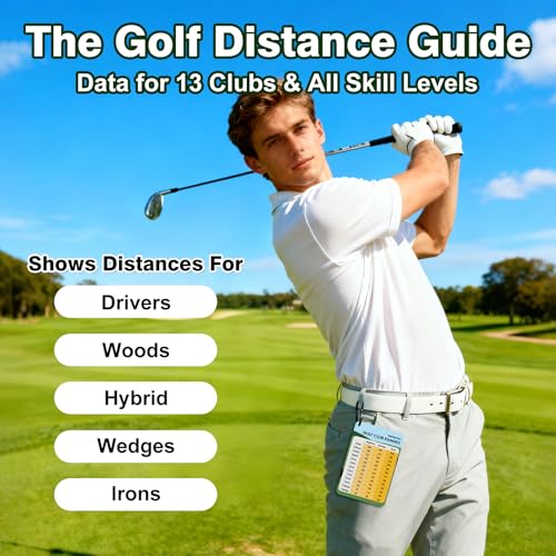 Golf Club Distance Card, 2 Pack Waterproof Golf Yardage Card, Range Chart, Quick Reference Guide with Clip, Golf Accessories for Men and Women Golfers - color: 2PCS Yellow-Gentlemen