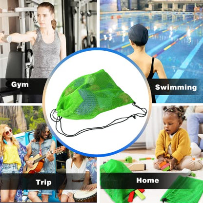 GSE Games & Sports Expert 19"x15" Green Mesh Backpack Bag. Mesh Drawstring Sports Equipment Sackpack for Gym Gear, Swimming, Toys, Baseballs/Softballs, Pickleballs - color: Green, style: 19"x15" Backpack(6-pack)
