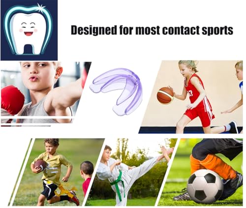 Youth Mouth Guard Football Sport Mouthguard, Premium Quality No Boiling Required，Suitable for Basketball, Wrestling, Taekwondo, Jujitsu and Karate - color: Purple