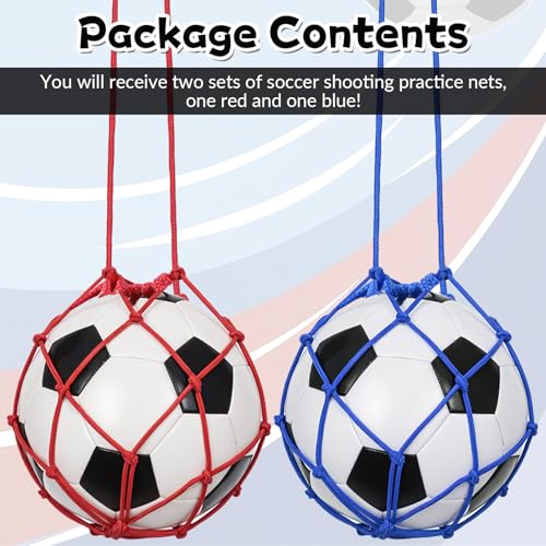 2 Pcs Soccer Ball Return Trainer Net Football Kick Trainer Net Fits Ball Size 3, 4, 5 Football Kick Throw Self Practice Training Aid Adjustable Waist Belt Footballs Training Equipment for Boys