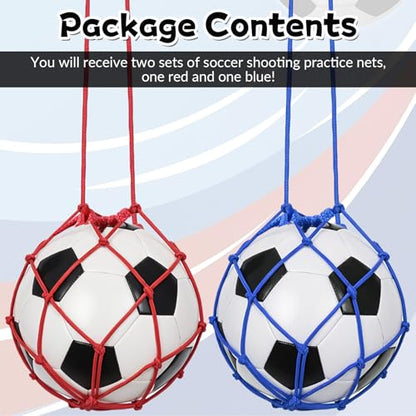 2 Pcs Soccer Ball Return Trainer Net Football Kick Trainer Net Fits Ball Size 3, 4, 5 Football Kick Throw Self Practice Training Aid Adjustable Waist Belt Footballs Training Equipment for Boys