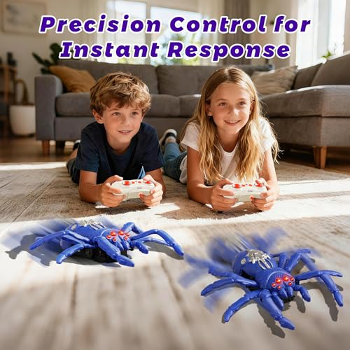 Wall Climbing Remote Control Spider, Rechargeable RC Wall Crawler Tarantula Robot with High Speed & 360° Rotation, Funny Prank Toys Gifts for Boys & Girls Age 3+ (Purple) - style: purple spider