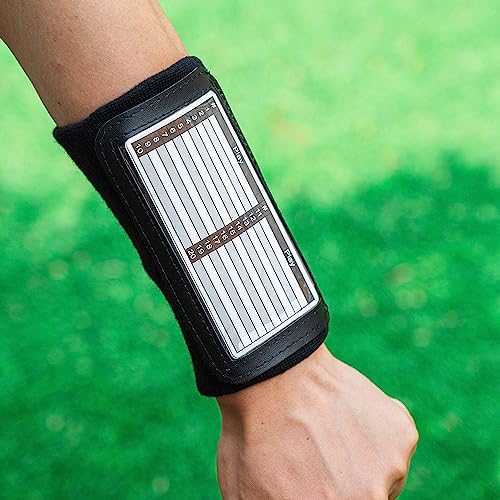 Quarterback Play Wristband - 3 Playsheet Compartments - Perfect for Flag and Tackle Football-2 Inserts Included-Youth,Single - color: Black