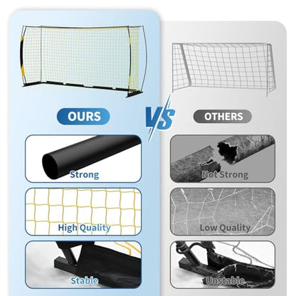 3-in-1 Soccer Rebounder Net & Goal (7x5ft/12x6ft), Dual-Function Football Trainer with Fast Rebound Net, Heavy-Duty Steel Frame, for Backyard, Field, All Ages & Skill Levels - color: Yellow, size: 12x6ft