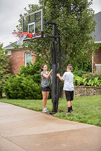 Silverback Basketball Yard Guard Defensive Net System Rebounder with Foldable Net and Arms into Pole, White/Black, Large