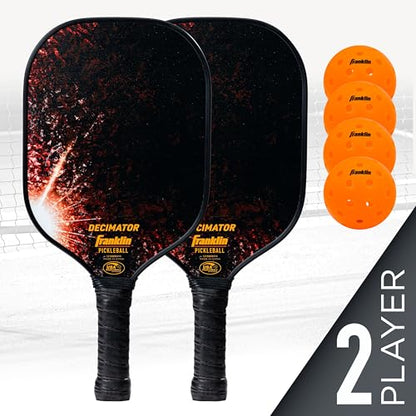 Franklin Pickleball 2 Player Carbon Fiber Paddle and X-40 Pickleball Set - (2) Carbon Fiber Paddles - (4) X-40 Balls - USA Pickleball Approved - style: Orange