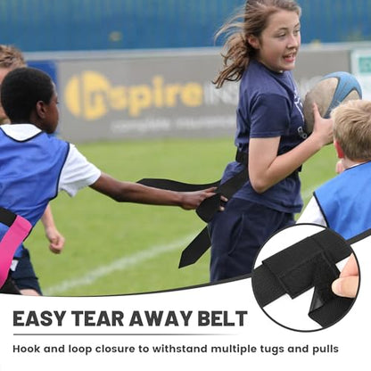 Flag Football Belts, 7 Player Flag Football Set, 21 Flags for Flag Football for Kids Youth Adults Training Sports - color: Black