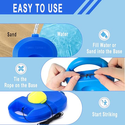 Tennis Trainer Rebound Ball with 3 String Balls, Solo Tennis Training Equipment, Portable Rebounder Kit for Beginners