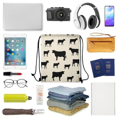 Travel Drawstring Backpack Beam Bag Large Capacity for Volleyball Baseball Sports Equipment Men Women Unisex, Angus Cattle Animal Bags - color: Picture (501)